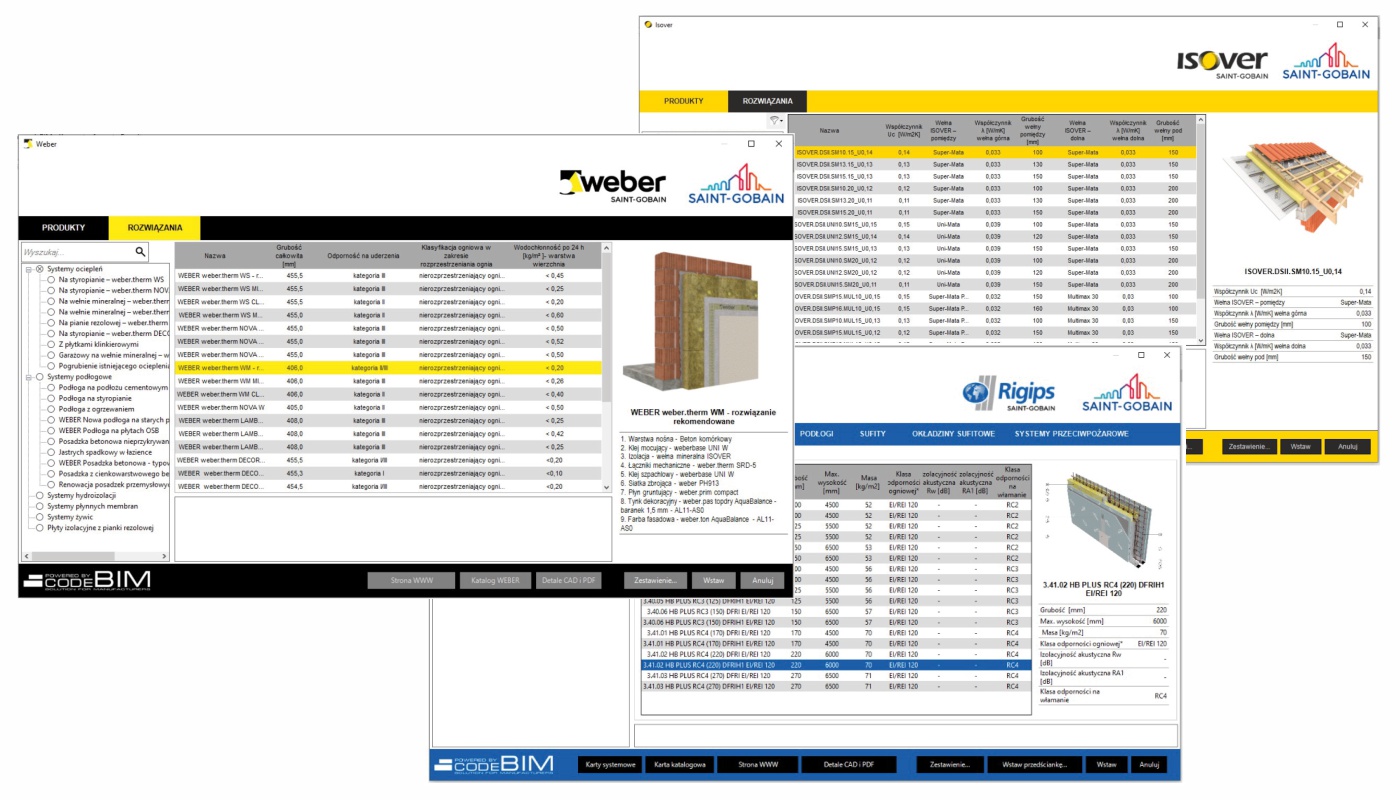 Nakladka na Revit ISOVER RIGIPS WEBER