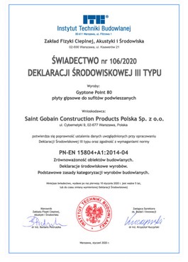 Swiadectwo_Deklaracji_Srodowiskowej_106_2020_Saint_Gobain_krzywe.pdf_1.jpg