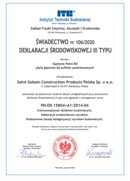 Swiadectwo_Deklaracji_Srodowiskowej_106_2020_Saint_Gobain_krzywe.pdf_1.jpg