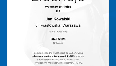 licencja rigips