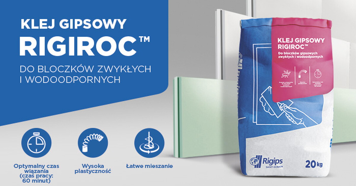 Rigips przedstawia klej gipsowy Rigiroc™ Rigips