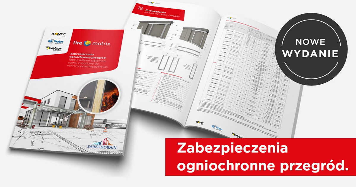 Nowy Fire Matrix - tabele doboru systemów suchej zabudowy do ochrony