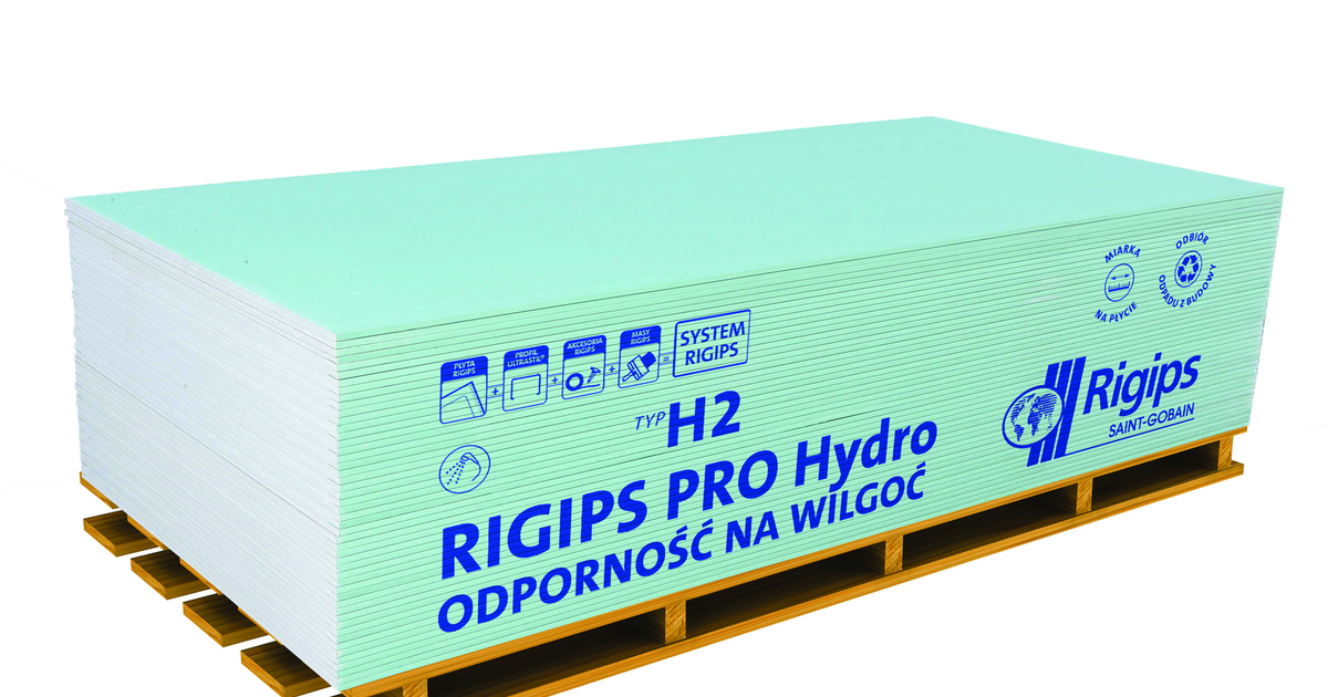 Rigips PRO typ H2 (GKBI) 1200x12,5 Rigips